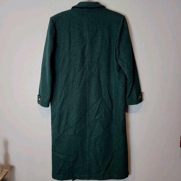 Vintage 90s Long Maxi Coat Preppy Heritage Winter Wool Green Size 16 Slouchy - Picture 7 of 7
